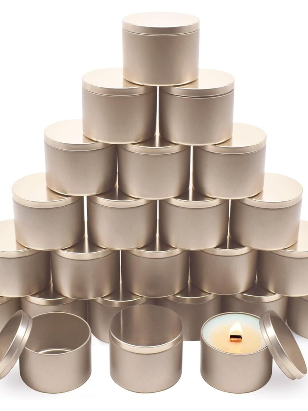 24-Pack 4oz Candle Tins with Lids, Metal Candle Jars for Candle Making, Empty Co